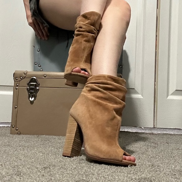Chinese Laundry Kristin Cavallari Laurel Suede Peep Toe Booties - Picture 3 of 12